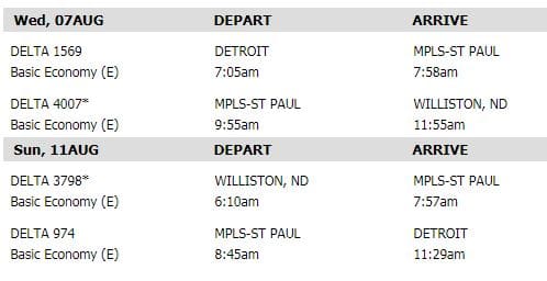 Flight itinerary Flight itinerary